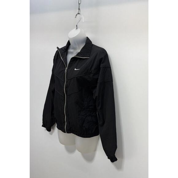 Nike Jacket Women M Black Zip Track Pockets Swoosh Athletic Windrunner - Picture 4 of 9